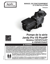 Zodiac Jandy Pro VSPHP270AUT Manuel De Fonctionnement Et D'installation