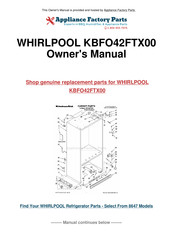 Whirlpool KBFO42FTX00 Guide D'installation