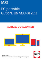 MSI GF63 THIN 9SC-812FR Manuel D'utilisation