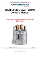 Hamilton Beach 22116 Recettes Et Guide De L'utilisateur