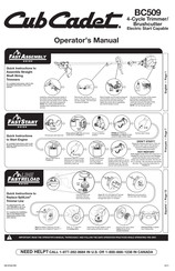 Cub Cadet BC509 Manuel De L'utilisateur