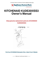 KitchenAid KUDE20IXSS3 Instructions D'utilisation