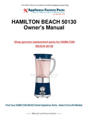 Hamilton Beach 50130 Recettes Et Guide De L'utilisateur