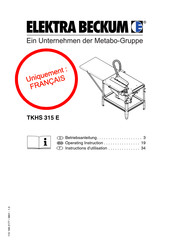 Metabo Elektra Beckum TKHS 315 E Instructions D'utilisation