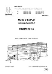 PRONAR T046/2 Mode D'emploi