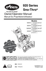 Ariens Sno-Thro 920 Série Manuel Du Propriétaire/Utilisateur