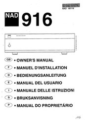 Nad Electronics NAD 916 Manuel D'installation