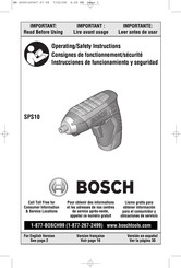 Bosch SPS10 Consignes De Fonctionnement/Sécurité