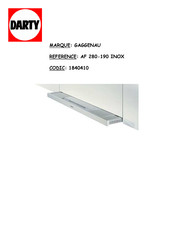 Gaggenau AF 280-190 INOX Notice De Montage Et D'utilisation