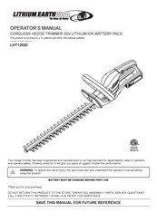 Lithium Earthwise LHT12020 Manuel De L'opérateur