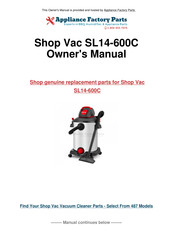 Shop-Vac SL14-600C Manuel D'instructions