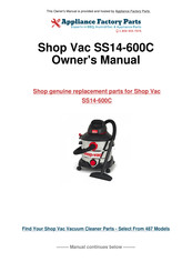 Shop-Vac SS14-600C Manuel D'instructions