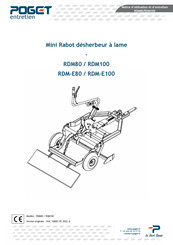 POGET RDM80 Notice D'utilisation Et D'entretien