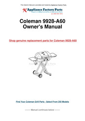 Coleman 9928-A60 Manuel D'assemblage, D'utilisation Et D'entretien