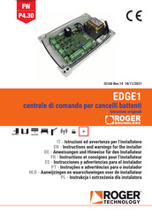 Roger Technology EDGE1 Instructions Et Consignes Pour L'installateur