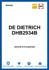 De Dietrich DHB2934B Prescriptions De Montage Et Mode D'emploi