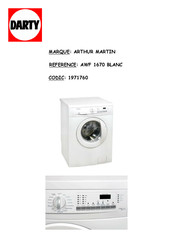 Electrolux ARTHUR MARTIN AWF 1670 Notice D'utilisation