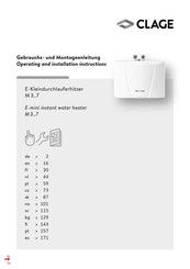 clage M 7 Instructions D'installation Et D'opération