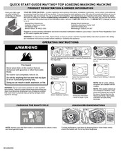 Maytag MVW4505MW Guide De Démarrage Rapide