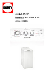 Brandt WTC 1033 F Guide D'installation & D'utilisation