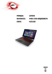 Lenovo 80NY Guide De L'utilisateur