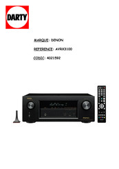 Denon AVRX3100 Manuel De L'utilisateur