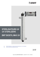 BWT BIOSTIL MAX UV Serie Notice Originale