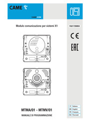 CAME bpt MTMV/01 Manuel De Programmation