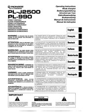 Pioneer PL-J2500 Mode D'emploi