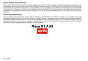 APRILIA Mana GT ABS 2009 Mode D'emploi