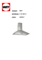 NEFF D 69 B20 N Notice De Montage Et D'utilisation