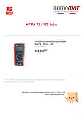 RS Pro APPA 72 Manuel D'instructions