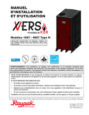 Raypak KOR XVERS 4007 Manuel D'installation Et D'utilisation