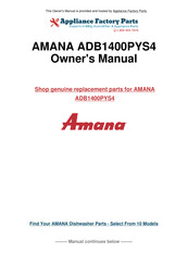 Amana ADB1400PYS4 Instructions D'utilisation