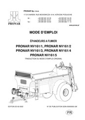 PRONAR NV161/1 Mode D'emploi