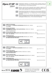 fadini Elpro 27 HP Notice D'instructions