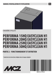 MCZ PERFORMA 25HQ EASYCLEAN H1 Manuel D'installation Et D'utilisation