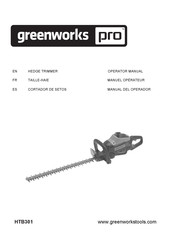 GreenWorks Pro HTB301 Manuel Opérateur