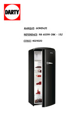 Gorenje RB 60299 OBK Notice D'utilisation