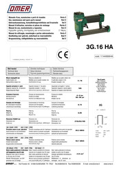 Omer 3G.16 HA Manuel D'utilisation, Entretien Et Pièces De Rechange