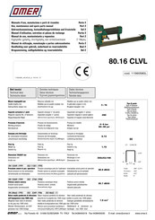 Omer 80.16 CLVL Manuel D'utilisation, Entretien Et Pièces De Rechange