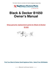 Black & Decker All-in-One Pro B1650 Manuel D'utilisation