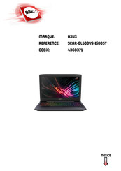 Asus ROG Strix SCAR-GL503VS-EI005T Manuel D'utilisation