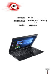 Acer Aspire F17 F5-771G-561Q Manuel D'utilisation