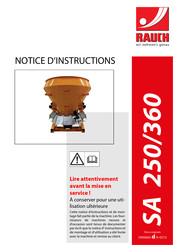 Rauch SA 360 Notice D'instructions