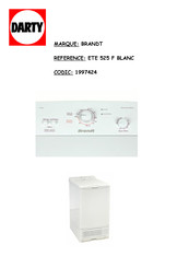 Brandt ETE 525 F Guide D'installation Et D'utilisation