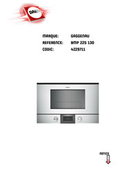 Gaggenau BMP 225 130 Notice D'utilisation