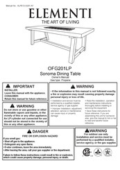 ELEMENTI Sonoma OFG201LP Manuel De L'utilisateur