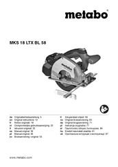 Metabo MKS 18 LTX BL 58 Notice Originale