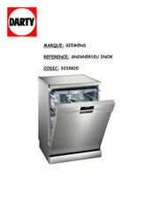 Siemens SN26N591EU INOX Notice D'utilisation